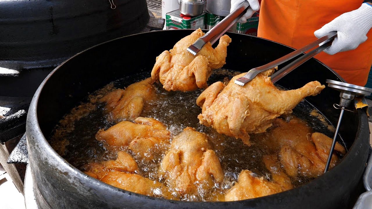 Fried In A Large Cauldron, Korean  Chicken! / Korean Fried Chicken /  Korean Street Food - Youtube