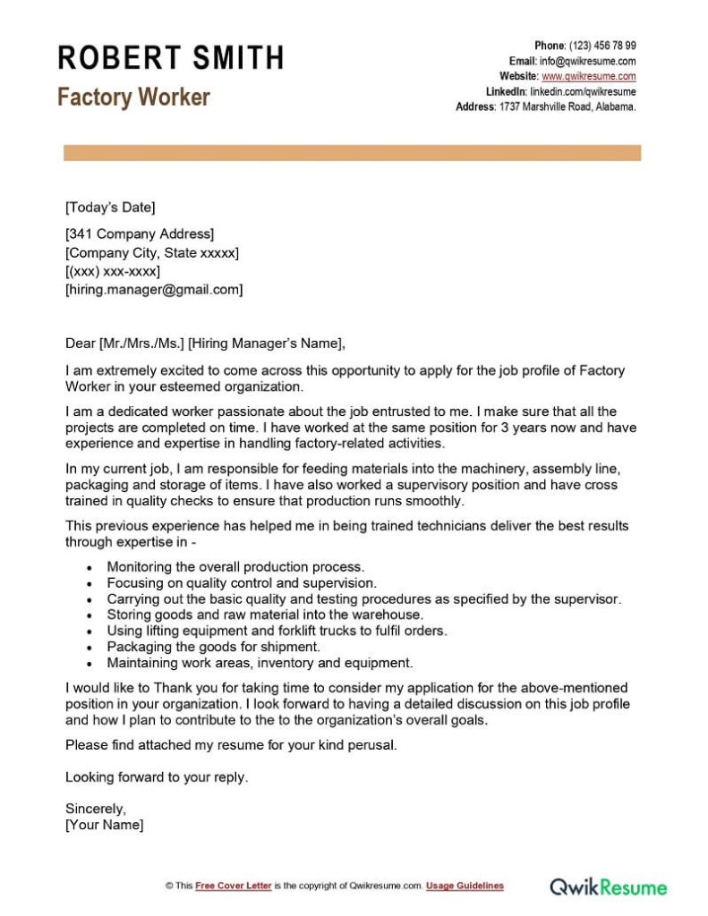 How Do I Craft A Compelling Application Letter For A Factory Job?