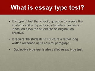 objective of essay test